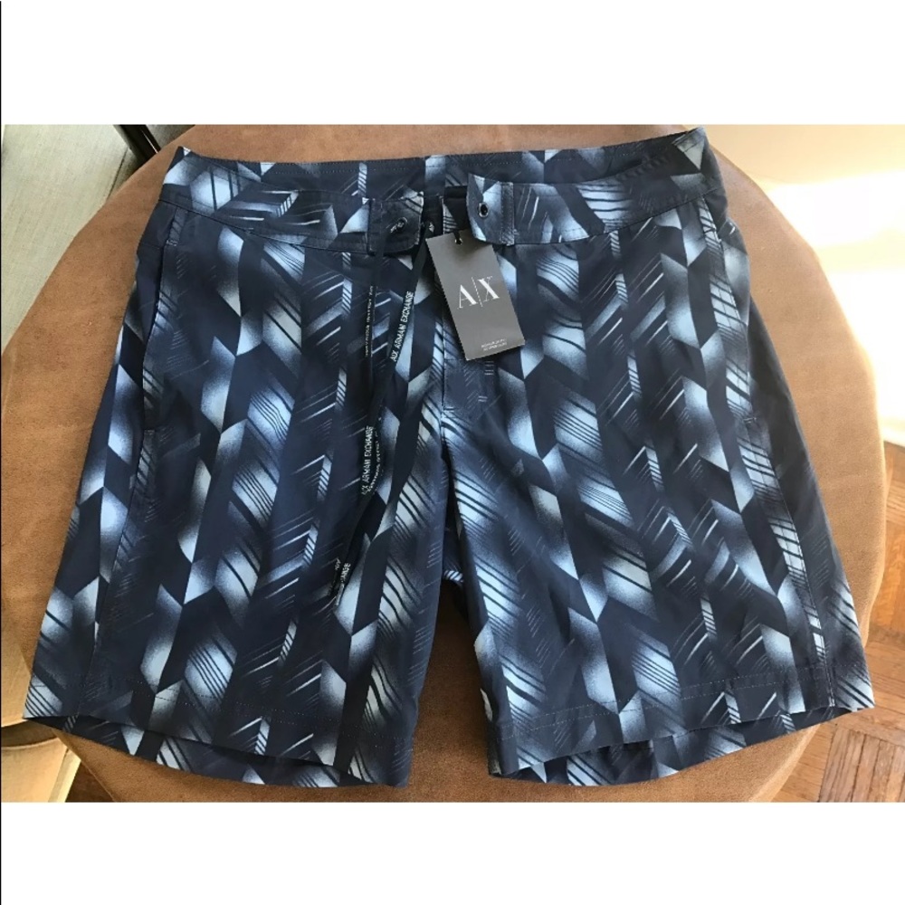 Armani‎ Exchange Men's blue graphic swim trunks, sizes Small